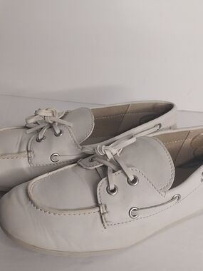 Tommy Bahama White Leather Espadrille Boat Shoes